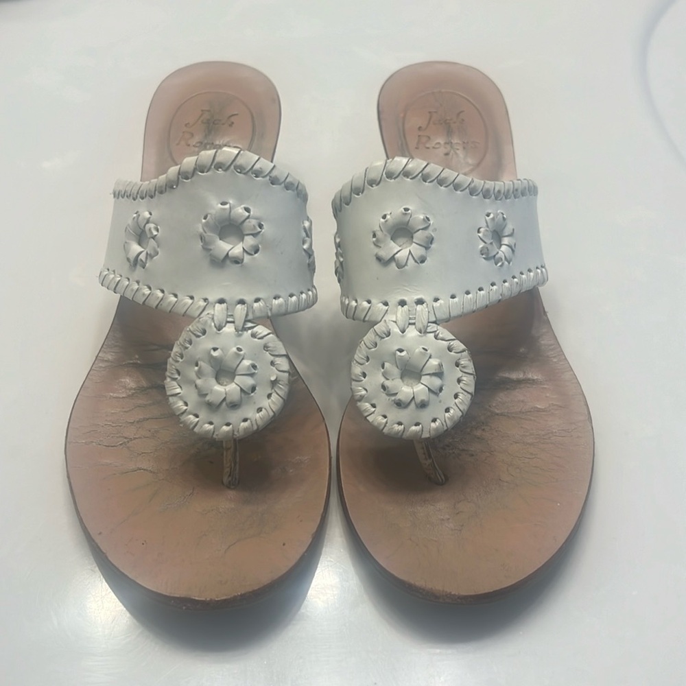 Jack Rogers white thing wedge sandal 5.5